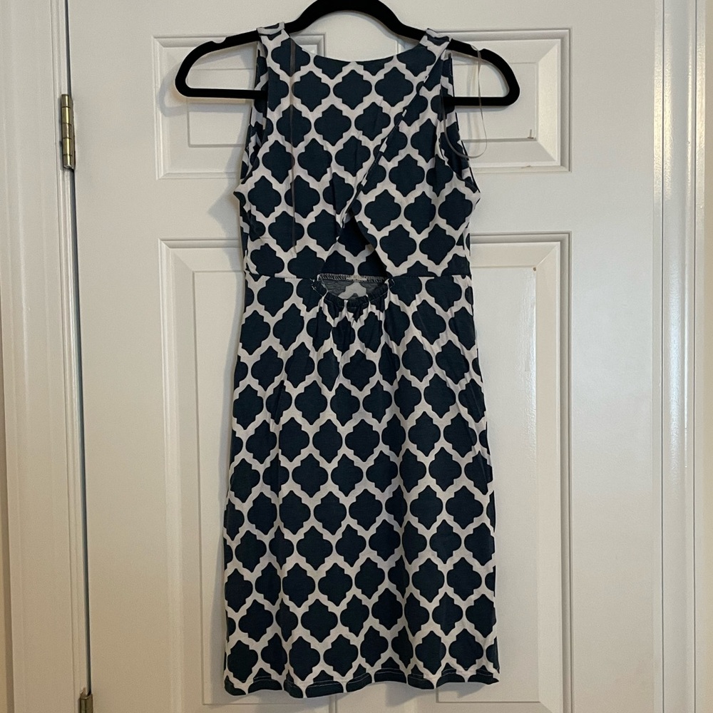 Megan Masters quatrefoil dress with crossover peep back - size small
